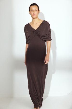 NA-KD - Maxikjole med omslag og kappe - Kjoler til bryllup - Brun - S