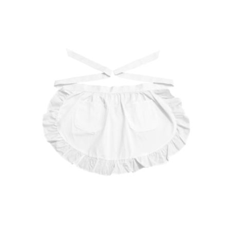 TRUYUETY Förkläde för Kvinnor, Midjeförkläde med Fickor, Vitt Halvförkläde, Maid Kostym, Halvförkläde med Två Fickor, Halvförkläde