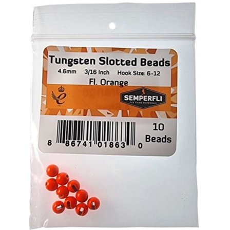 Semperfli Tungsten Slotted Beads 3,8mm - Fl Orange
