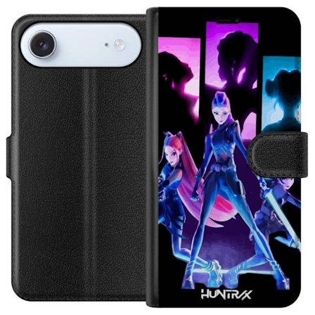 Yhteensopiva Lompakkokotelo Apple Apple iPhone 17 Air Tulevaisuutta ennustava tyttöryhmän kuva, jossa on neonvaloja ja voimakkaita värejä sci-fi-e