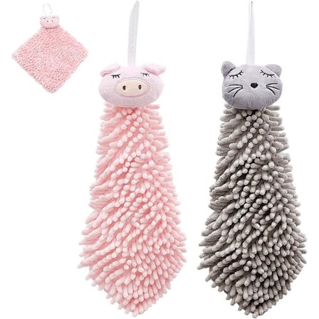 Barnehåndkle, absorberende mikrofiberhåndklær med hengende løkke for kjøkken på bad