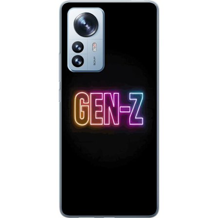 Kompatibelt Mobilskal till Xiaomi Xiaomi 12 Pro Neontext Gen Z i färgstarkt ljus mot mörk bakgrund i modern digital stil