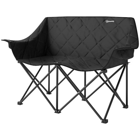 Foldestol, foldbar 2-personers campingstol med køletasker, bæretaske, udendørs klapstol, bærende op til 250 kg, robust, let polstret, fiskestol, haves