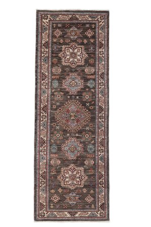 Kazak Ariana Rug 82X230 Runner Black/Brown Wool, Afghanistan