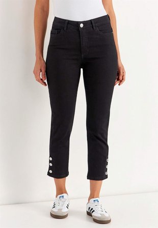 Cellbes of Sweden - Caprijeans med design med fem lommer i svart denim for damer i størrelse 40