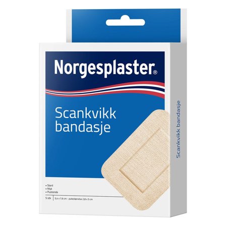 Norgesplaster Scankvikk bandasje beige 5,4 x 7,6 cm 5 stk