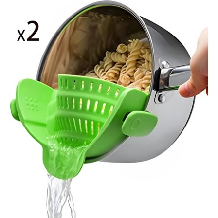 2-delt varmebestandig dørslagsett for grønnsaker og pasta BPA-fritt plassbesparende kjøkkenredskap grå