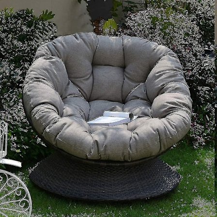 Stol Kudde, rund Hängande Ägg Hängmatta Stol Dynor med Band Quiltad Design Gungstol Dynor för Inomhus Utomhus Grå 130cm (51 tum)-WELLNGS