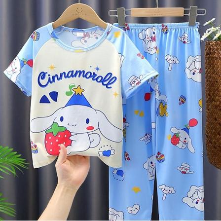 Jente Sanrio Melody Kuromi Pyjamas Korte Ermer T-skjorte Bukser Loungewear Sett B B 7-9Years
