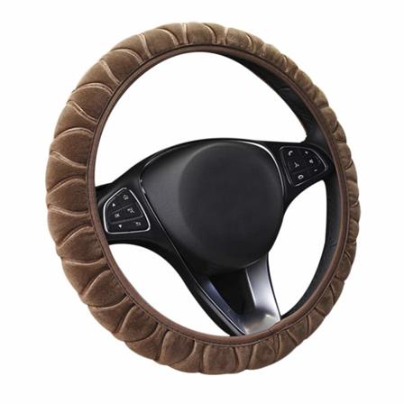 Universal fluffig bilrattskydd vinter termisk plysch rattöverdrag för män kvinnor elastisk halkfri fuzzy rattöverdrag, brun brown