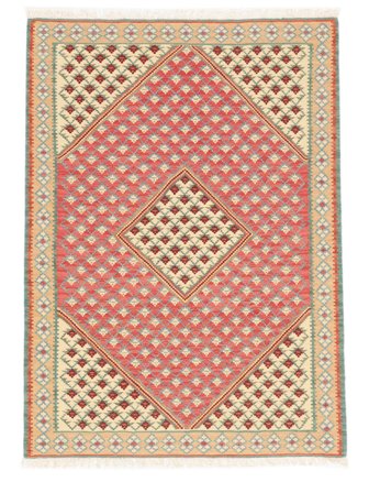 Hand Woven Persian Kilim Senneh Fine Rug 107X147 Orange/Red