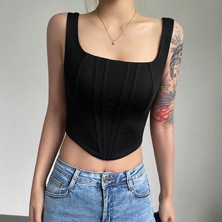Crop Tops Kort Top SORT L