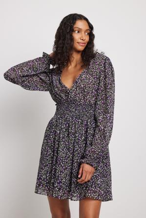 NA-KD Boho Robe structurée à taille smockée - Robes smockées - Flower - EU 32