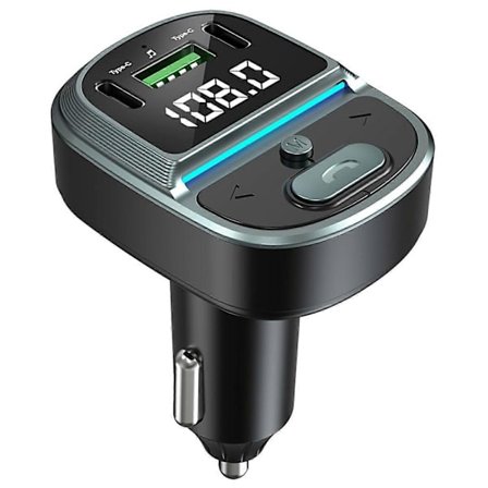 GZ07 Bluetooth-yhteensopiva autolaturi jännitenäytöllä MP3-soitin kaksois-tyyppi-C + USB-lataussovitin