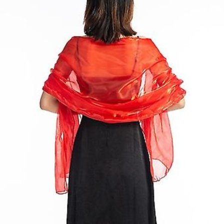 Aftenskjole Sjal til Kvinder Bryllup Solid Farve Fest Sjal Tulle Sjal (Rød)