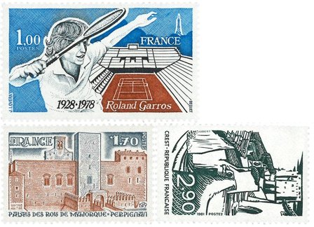 Frankrig 1978-1981 - YT 2012a + 2044a + 2163a - Tropisk gummiering