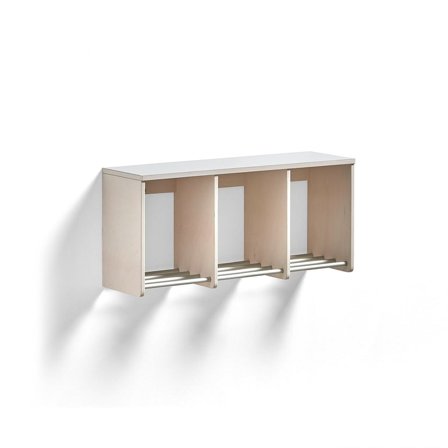 Wall mounted shoe rack EBBA, 3 sections, white