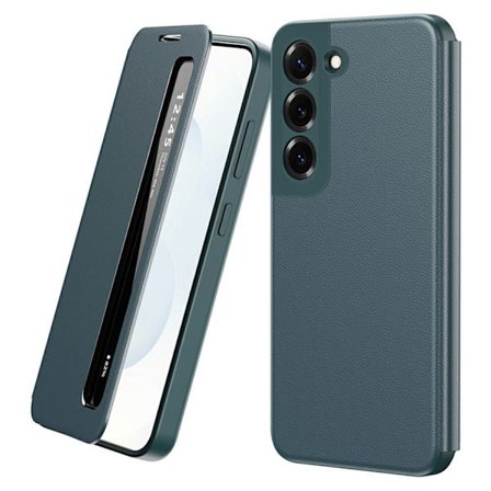 Mobilskal till Galaxy S22 Smart View Window Läder - Grön