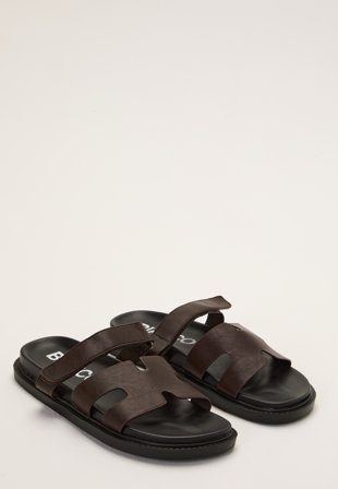 Bianco - Biaoslo Velcro Slide Faux Leather - Brown - Skor - - Bubbleroom