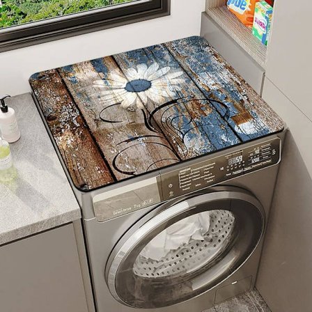 Vaskemaskin Toppdeksel Matte Blomster Støvdeksel Pad for Vaskemaskin Tørketrommel, 60 x 50 cm Sklisikker Absorberende Vaskemaskin Toppmatte Vanntett 