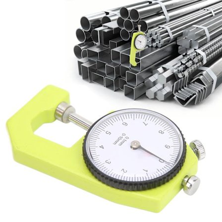 Tykkelsesmåler Rund urskiveindikator Håndholdt bærbar tester 0,1 mm oppløsning 0‐10 mm rekkevidde Flatt hode