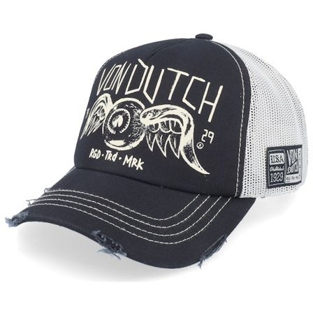 Von Dutch - Černá trucker Kšiltovka - Flying Eye Black/Stone Trucker @ Hatstore