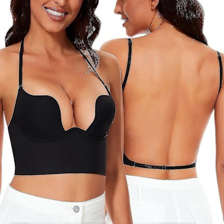 BH'er med lav ryg til kvinder - Sømløs dyb U-udskæring, rygfri BH'er, konvertible multiway, lavt skåret åben ryg BH, halterneck BH'er - WELLNGS
