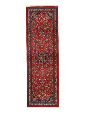 Annodato A Mano Mashad Tappeto 100X305 Di Lana Rosso Scuro/Nero Piccolo