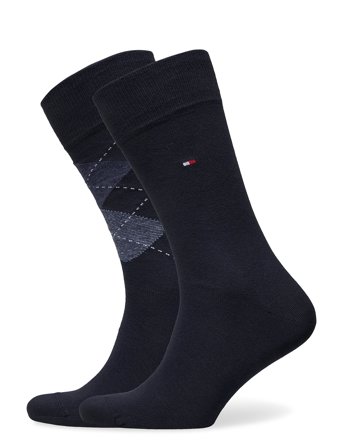 Tommy Hilfiger Th Men Sock Check 2P - Blue - 39-42