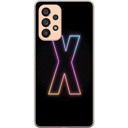 Kompatibel Mobilcover til Samsung Samsung Galaxy A53 5G Neonbogstav X i stærke farvevariationer mod sort baggrund, kraftfuldt typografisk design med