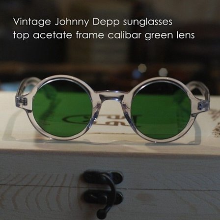 Round green Johnny Depp sunglasses retro mens crystal frame round green lens