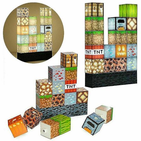16 stk Minecraft Byggeklodser Lys Bordlampe Samling Lys Syning Lampe Diy