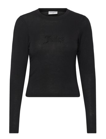 Juicy Couture Slub Knit Ls Ringer T-Shirt - Black - S