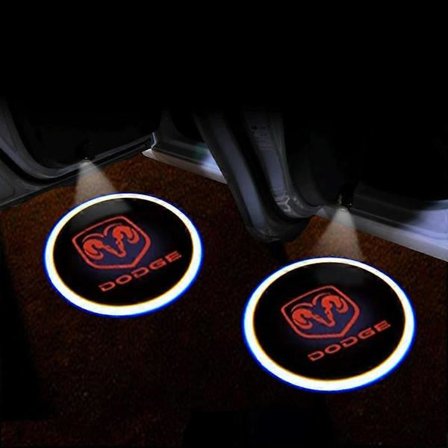2 st LED Bildörrlampa Välkomstljus Trådlös Laserprojektor För Dodge Challenger Caliber Journey Ram 1500 Nitro Tillbehör