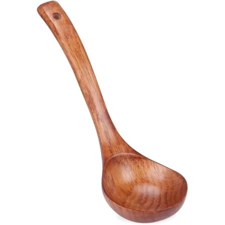 Tresleiv, Tre, Lang Suppeøse, Ris, Sukker, Salt Øse, Grøtøse, 24,5x7,5cm