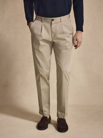 John Henric Herr Beige Relaxed Fit Byxor Bomull Storlek 54