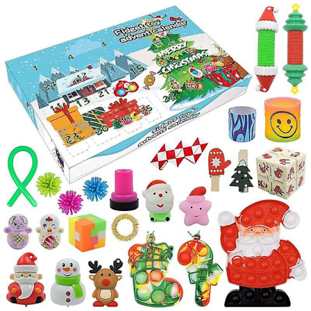 24 stk/sett Adventskalender Fidget Toys Nisse DIY Juletre Henge Smykke 2023 Juletelling Kalender Leksaker for Barn