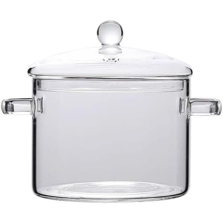 Värmebeständig glaskastrull med lock - 1900 ml spis för pasta, soppa, mjölk och barnmat - Säker och hållbar