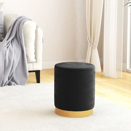 vidaXL Rund förvaringspall svart sammet 31 x 37 cm