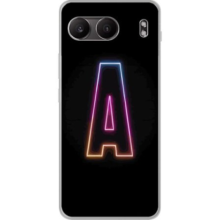 Kompatibel Mobilcover til OnePlus OnePlus Nord 4 Minimalistisk neonbogstav A i regnbuefarvet lys mod sort baggrund i moderne typografisk stil