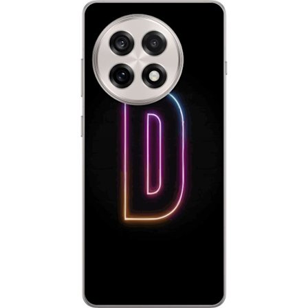 Kompatibel Mobilcover til OnePlus OnePlus 13R Minimalistisk neonbogstav D i farveskiftende lys mod sort baggrund i moderne digital design
