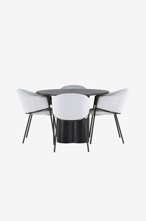 Venture Home - Matgrupp Olivia med 4st stolar Evelina - Svart - Matgrupp 4 personer - Från Homeroom