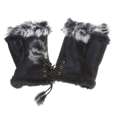 Vintervotter Dame Jenter Halvfingerhansker Fuskepels Tykke Varme Votter Justerbar Håndledd Kompatible Oppvarmede Hansker Kompatible Bil Sykkel Motor