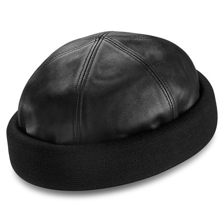 Lacuna | Bonnet docker en cuir noir pour hommes - pour Hommes - Fawler