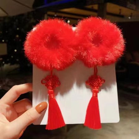 Stor rød e-stil hårtilbehør med frynser - Barne- og nyttårsgave