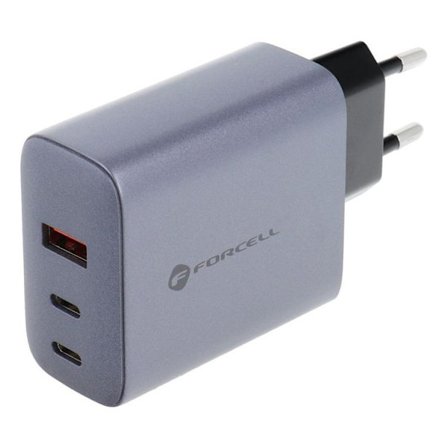 Forcell F-Energy GaN Väggladdare 65W 2xUSB-C 1xUSB-A VT-42B - Grå