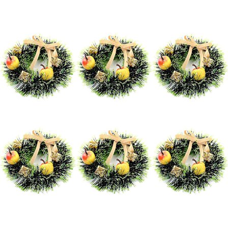 6 stk Julelysringer, Små Lyskranser Kunstige Bær Snødekte Furu Nåler Lyskranser Til Bryllupssenterstykke Jul {Db}