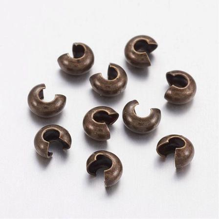 100 St Täckare Till Klämpärlor Crimp Cover 4mm Röd Koppar
