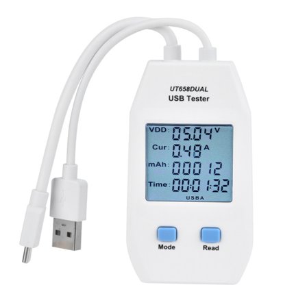 UNI T LCD USB Tester Voltmeter Amperemeter Digital Strømkapacitetsmåler UT658 Dual