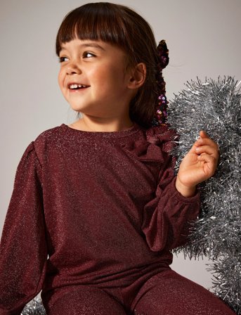 name it Nmfroisin Ls Top - Burgundy - 86